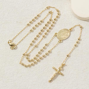 Collier Chapelet Croix Vierge <span class=keywords><strong>Marie</strong></span> en Cuivre, Pendentif Chrétien, Cadeau Unisexe, Chaîne en Bambou – Meilleure Vente Actuelle - Product Image 6