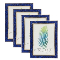 Cadre photo 4x6 avec bordure bleue scintillante et finition dorée pour décoration de table, maison et vente au détail de cadeaux