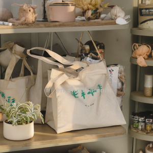 <span class=keywords><strong>Sac</strong></span> à bandoulière fourre-tout en <span class=keywords><strong>coton</strong></span> avec logo personnalisable motif uni réutilisable lettre design pour shopping voyage emballage cadeaux - Product Image 2