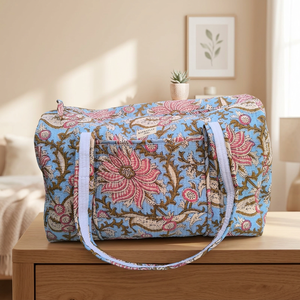 Bolsas de lona con estampado floral de diseñador, hechas a mano, de algodón puro, estilo bohemio, para esterilla de yoga, con cierre de cremallera. - Product Image 1