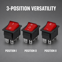 Interrupteur à bascule 3 positions ON-OFF-ON LED 6A 250V/ 10A 125V AC pour bateau voiture Bouton rouge étanche Interrupteur à bascule pour bateau 6 broches