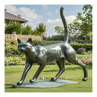 Statue de chat en laiton antique Sculpture de chat en bronze grandeur nature en métal Statue d'animaux de compagnie