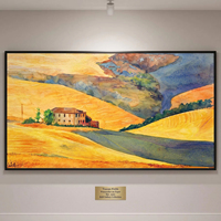 Peinture à l'huile sur toile peinte à la main, paysage de Toscane personnalisé, grande taille, texture épaisse, couteau à palette, art mural pour la décoration du salon