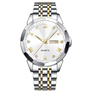 Men's business <b>watch</b> with steel strap casual and versatile dual calendar quartz <b>watch</b> - Product Image 2