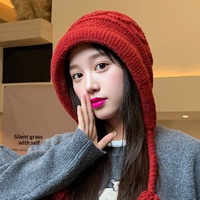 Gorro de Punto Grueso Estilo Raffa, Diseño Coreano Retro Jacquard, Te Hace Lucir Más Delgado, Gorro de Invierno a Prueba de Viento