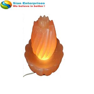 Lampe de sel de l'Himalaya sculptée à la main, forme géométrique, décoration écologique pour la maison, base en bois, style Feng Shui, toucher réel, Sian - Product Image 4
