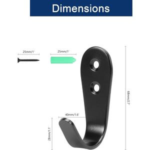NearMoon Heavy-Duty in acciaio inossidabile appendiabiti a parete appendiabiti a prova di ruggine con finitura nera opaca confezione da 10 per - Product Image 2