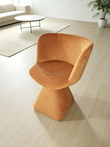 Sillón de Salón Individual Tapizado Moderno y Minimalista con Base de Cono Integrada <span class=keywords><strong>Jaguar</strong></span> Ergonómico en Terciopelo Naranja - Product Image 6