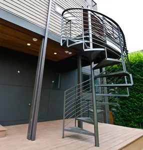 Garden outdoor patio staircase Winding Curved Stair Outdoor Exterior Stainless Steel Spiral Staircase