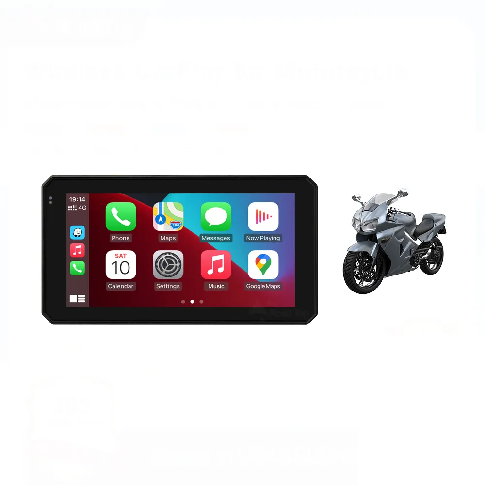 Yol üst 5.98 inç su geçirmez kablosuz Android oto Carplay ekran için motosiklet navigasyon Stereo alıcı Bluetooth monitör