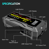 Démarreur de batterie de voiture 3000A de crête 20000mAh, chargeur rapide, câbles de démarrage 12V pour camion, moto, moteurs essence 8.0L et diesel 6.0L