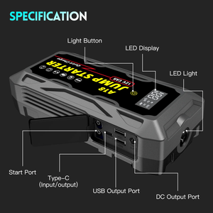 <span class=keywords><strong>D</strong></span>émarreur de batterie de voiture 3000A de crête 20000mAh, chargeur rapide, câbles de <span class=keywords><strong>d</strong></span>émarrage 12V pour camion, moto, moteurs essence 8.0L et diesel 6.0L - Product Image 3