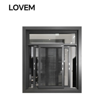 Última ventana corredera moderna, la mejor ventana corredera de aluminio con techo de impacto, marco de aleación de aluminio, mosquitera de tipo fijo
