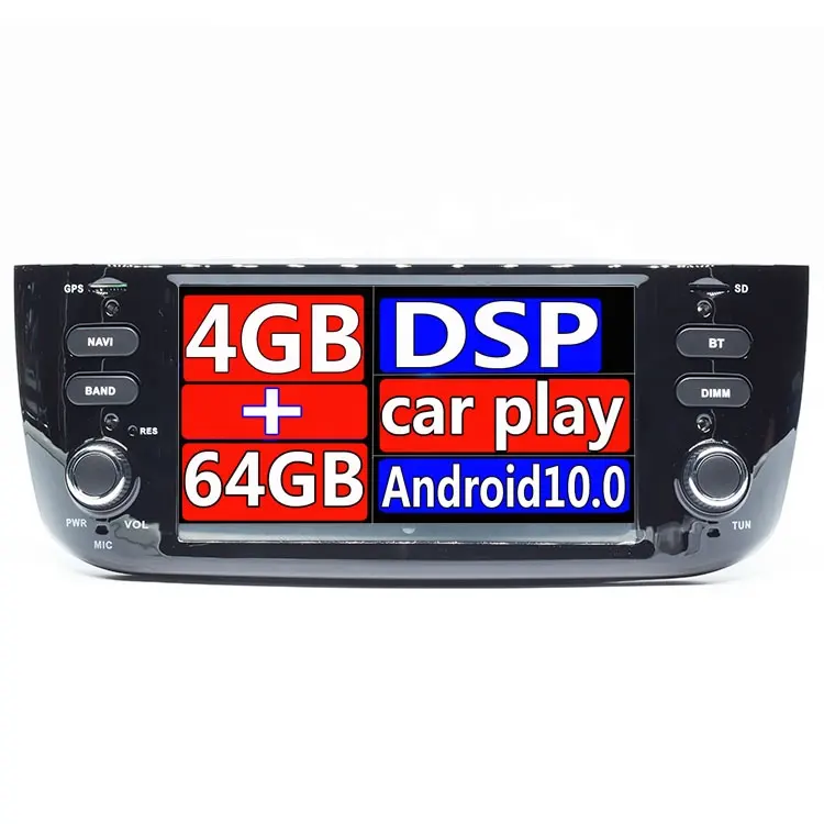 Lettore multimediale di DVD dell'automobile di androide 10 di Din di Autoradio 1 per Fiat/Linea/Punto evo 2012-2015 BT Stereo DSP 4G 64GB di navigazione di GPS