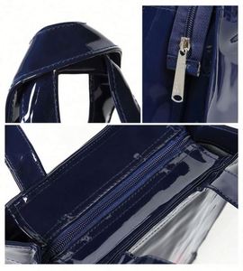 Bolsa de Mano Personalizada con Logotipo, Bolsa de Hombro de PVC Azul con Impresión de Letras y Superficie de Espejo, Bolsa de Playa de Viaje - Product Image 3