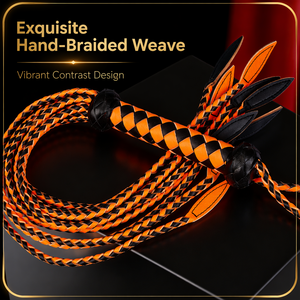<span class=keywords><strong>Fouet</strong></span> d'entraînement exquis tressé à la main en cuir noir et orange, 9 queues, <span class=keywords><strong>fouet</strong></span> portatif, entrepôt USA, vente en gros, artisanat BDSM - Product Image 5