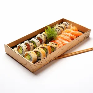 Лидер продаж, одноразовая Водонепроницаемая квадратная пластиковая коробка для суши для еды и суши, упаковка из бумажных коробок
