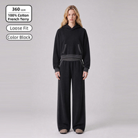 Ensemble de sweat-shirts amples pour femmes SS26D095, 360 GSM, 100% coton French Terry, bordure contrastée, impression DTG personnalisée