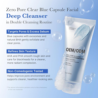 OEM ODM Zero Pore Clear Blue Capsule Nettoyant en profondeur pour le visage pour les points noirs et les pores AHA BHA & PHA pour un double nettoyage