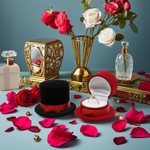 Boîte à bague en forme de chapeau haut de forme pour demande en mariage et mariage, boîte à bague en velours en forme de chapeau magique avec nœud en satin, boîte à bague de fiançailles au design créatif en forme de chapeau - Product Image 2