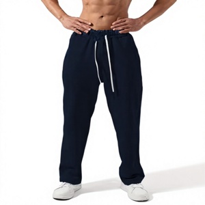 Pantalones Deportivos de Algodón Azul Marino para Hombre Hardihood International, Cintura Elástica con Cordón, Bolsillos Laterales Casuales, Tejido de Peso Medio para Otoño - Product Image 1