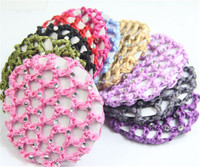 Couverture de chignon en strass faite à la main Crochet Snood filet à cheveux avec diamant tricoté accessoires de cheveux pour femmes filles Ballet danse patinage