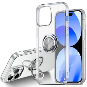 Ultra Thin Silicon Gel Bumper Clear Phone Case For iPhone 15 Pro, Shockproof TPU Phone Case With Ring For iPhone 15