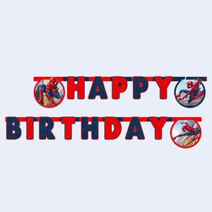 Guirnalda de Papel de Spiderman para Feliz Cumpleaños, Decoración de Fiesta de 2 Metros, 2 Piezas en Bolsa - Product Image 1