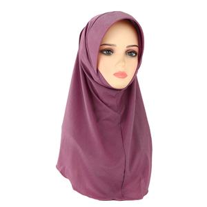 Hijab instantané pour femme musulmane, pull-over uni, jersey, couleur unie, avec cache-menton intégré, prêt à porter - Product Image 1