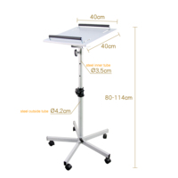 Support de projecteur mobile PR-003-1 à 5 roulettes avec plateau inclinable et réglable en hauteur, plateforme 40x40cm, construction métallique
