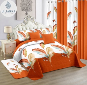 Ensemble de chambre à coucher élégant de 12 pièces avec <span class=keywords><strong>couvre</strong></span>-<span class=keywords><strong>lit</strong></span> à imprimé feuilles botaniques et draps - Product Image 1