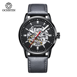 Montre mécanique automatique à cadran squelette avec logo personnalisé en gros OEM, aiguilles luminescentes, verre minéral trempé - Product Image 2