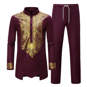 Factory Wholesale New Versatile Classic Muslim Men's <strong>African</strong> Suits-Breathable Anti-Wrinkle Polyester Casual <strong>Wear</strong> - Product Image 2