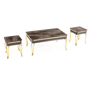 Juego de Mesa de Centro Convertible Moderno con Tapa de Mármol y Patas de Metal Dorado, Muebles para Sala de Estar, Uso Doméstico - Product Image 4