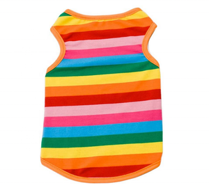 Débardeur en coton arc-en-ciel pour chien, débardeur sans manches, respirant, basique, Super doux, extensible, compatible chiot et chat - Product Image 1