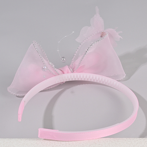 Bandeau de cheveux en tulle scintillant avec nœud en forme de couronne pour filles, accessoires pour cheveux, bandeau pour les dents, style princesse, mode chinoise - Product Image 3