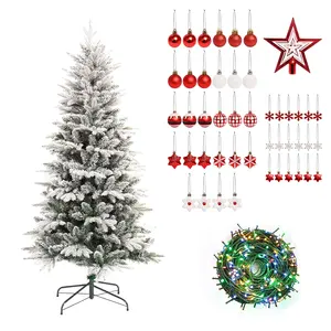 2024 vendeur chaud prix usine décoration de vacances Pe Pvc neige floqué arbre de noël avec lumières led