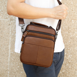 Men's Genuine Leather Crossbody <b>Bag</b> <b>Small</b> Durable Everyday Use Brown - Product Image 1