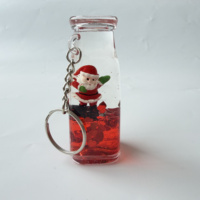 Porte-clés personnalisé en acrylique liquide flottant avec figurine de renne et Père Noël, formes variées, accessoire de décoration de Noël, cadeau souvenir