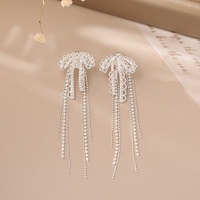 Zooying Boucles d'oreilles pour femmes, très vendues, en zircon, avec nœud en dentelle, motif spirale, à clip pour l'oreille, pour l'oreille percée, haut de gamme, à longues pampilles, élégantes et raffinées