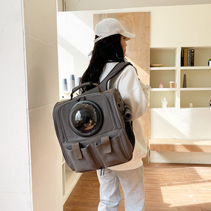 Cat canvas <b>backpack</b>, <b>large</b> capacity, portable pet bag, space pet capsule dog bag. - Product Image 2