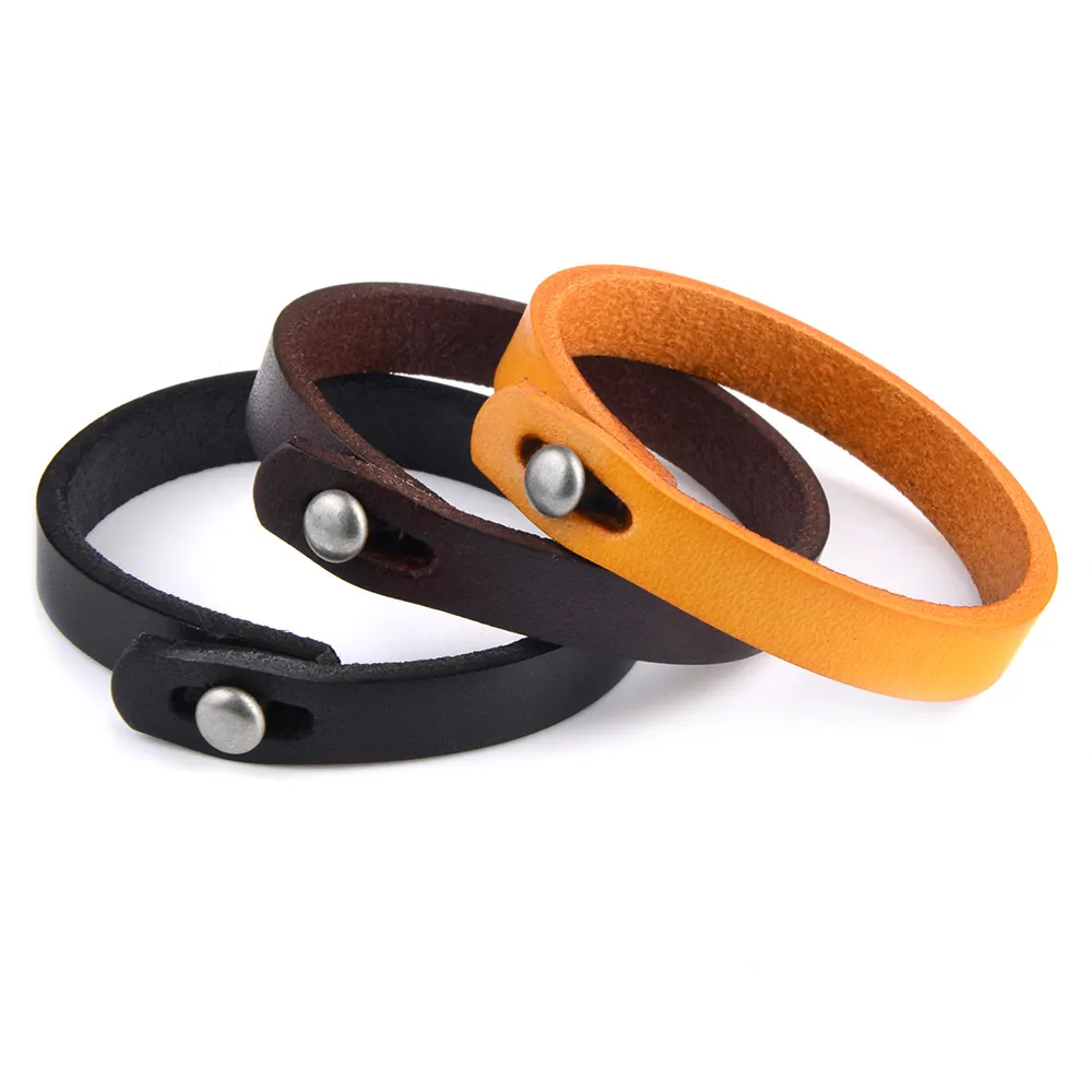 20cm Simple Genuine Leather Men Strip Wristband Cuff Bracelet
