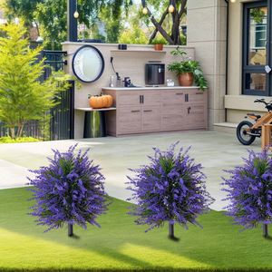 Boule de fleurs artificielle lavande à brancher facilement, simulation de fleurs violettes pour l'entrée, la véranda, la pelouse, le patio - Product Image 4