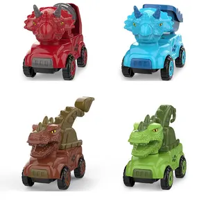 2023 neue Design-Simulation 4 Stil Cartoon Presse Folie Dinosaurier Engineering Fahrzeug Spielzeug Trägheit Auto Junge LKW Spielzeug für Kinder