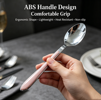 Ensemble de couverts écologiques en acier inoxydable 430, 5 pièces, manche en ABS, couteau, fourchette, cuillère, poli miroir, pour mariage, maison, restaurant