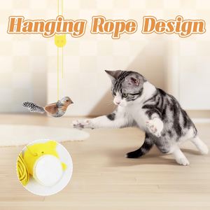 Plush Simulated Sound-Making Bird <b>Cat</b> <b>Toy</b> <b>Interactive</b> Chirping Hanging Feather <b>Cat</b> Teaser Stick <b>Cat</b> Teaser Wand Set - Product Image 3