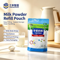 Sachet souple personnalisé bleu et blanc pour poudre de lait, calcium, fer, zinc, produits laitiers, emballage souple pour petit-déjeuner