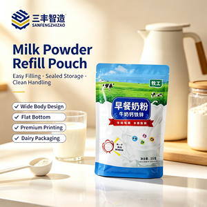 Sachet souple personnalisé bleu et blanc pour poudre de lait, calcium, fer, zinc, produits laitiers, emballage souple pour petit-déjeuner - Product Image 4