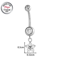 14G Titan Bauchnabelpiercing mit Zirkon-Anhänger, ASTM F136 Implantatqualität, Hypoallergener Körperschmuck für Mädchen