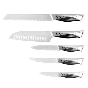 Wholesale Price 5pcs Professional Stainless Steel Blade Forged Handle Kitchen Knife Set With Abs Coated Handle